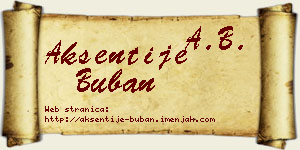 Aksentije Buban vizit kartica